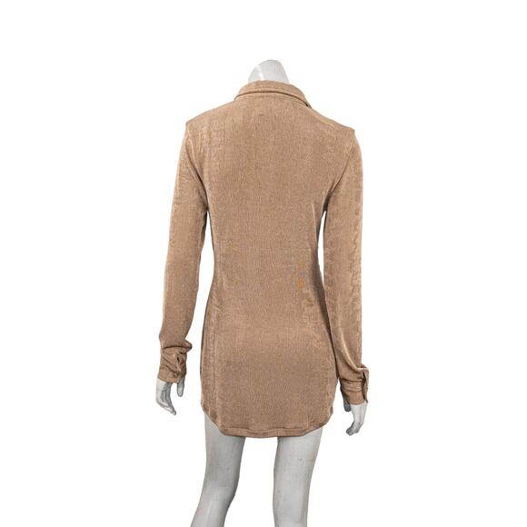 With Jean Women's Andy Dress in Latte brown button ruched size Small - Picture 5 of 10